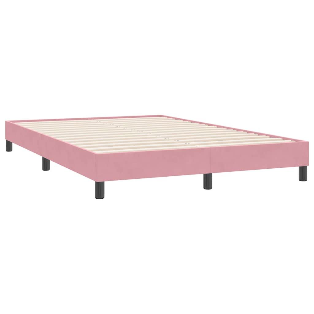 vidaXL Cama box spring con colchón terciopelo rosa 140x220 cm