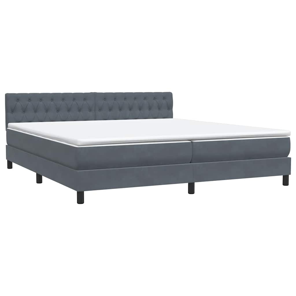 vidaXL Cama box spring con colchón terciopelo gris oscuro 200x220 cm