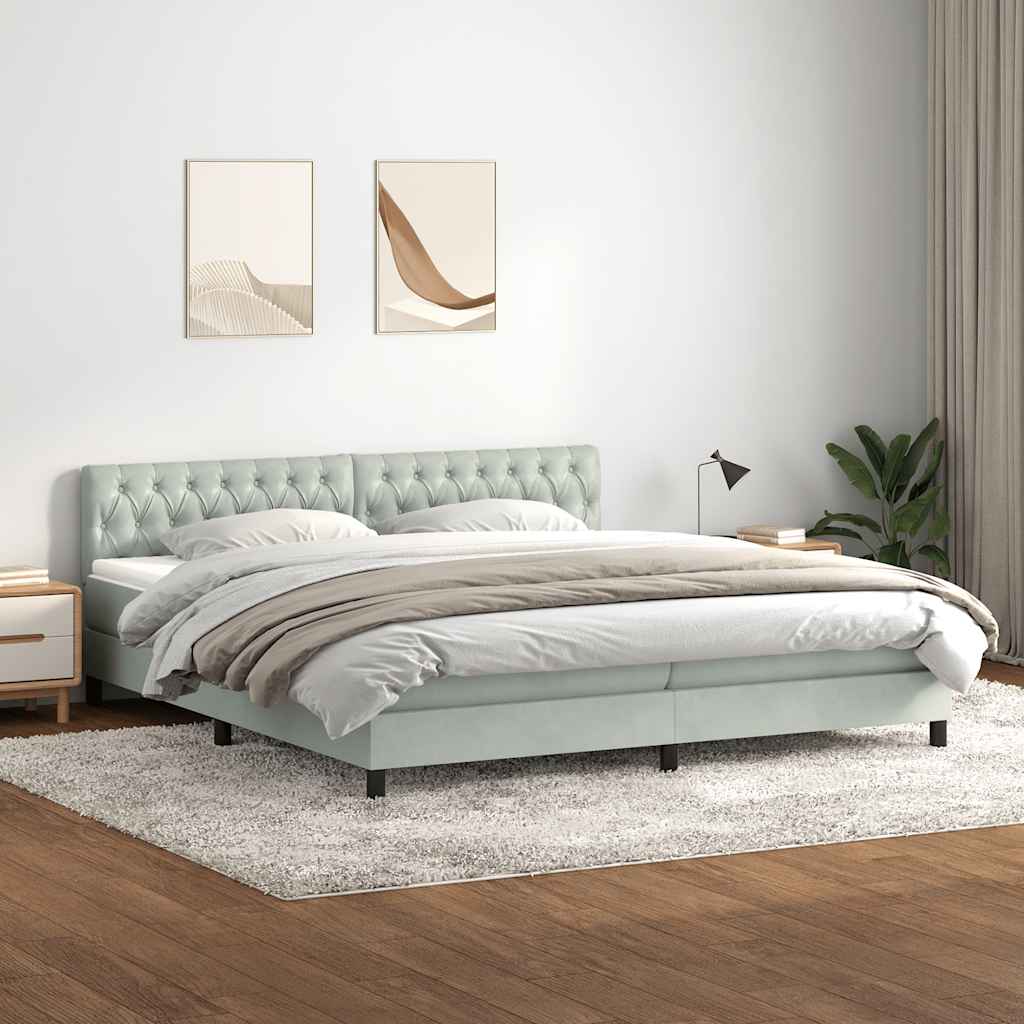 vidaXL Cama box spring con colchón terciopelo gris oscuro 200x220 cm