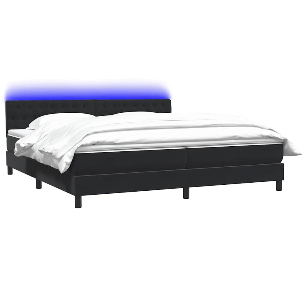 vidaXL Cama box spring con colchón terciopelo negro 200x220 cm