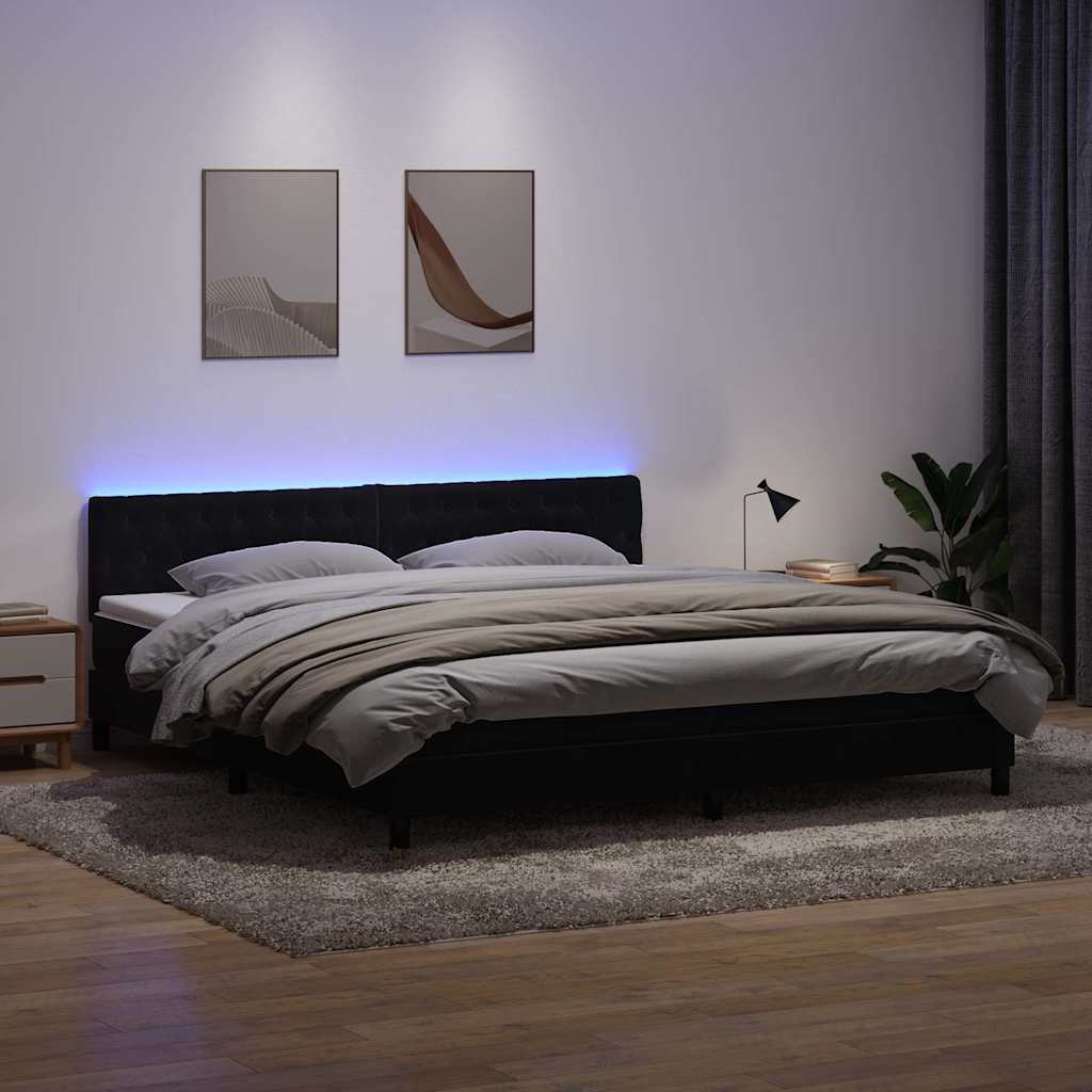 vidaXL Cama box spring con colchón terciopelo negro 200x220 cm