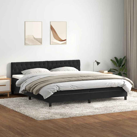 vidaXL Cama box spring con colchón terciopelo negro 200x220 cm