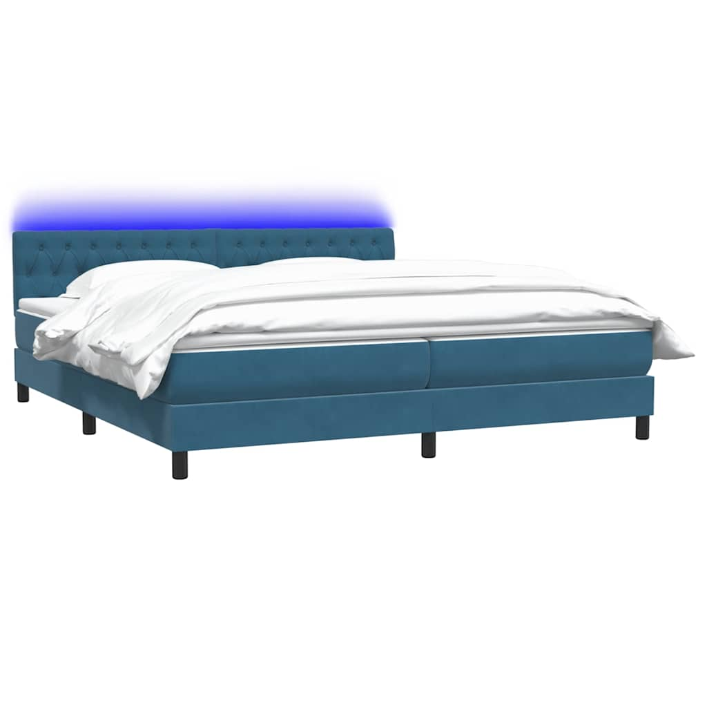 vidaXL Cama box spring con colchón terciopelo azul oscuro 200x220 cm