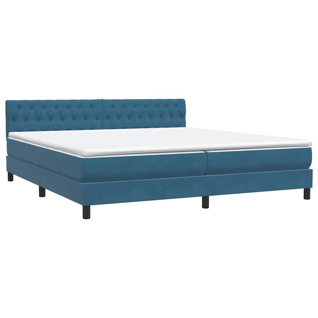 vidaXL Cama box spring con colchón terciopelo azul oscuro 200x220 cm