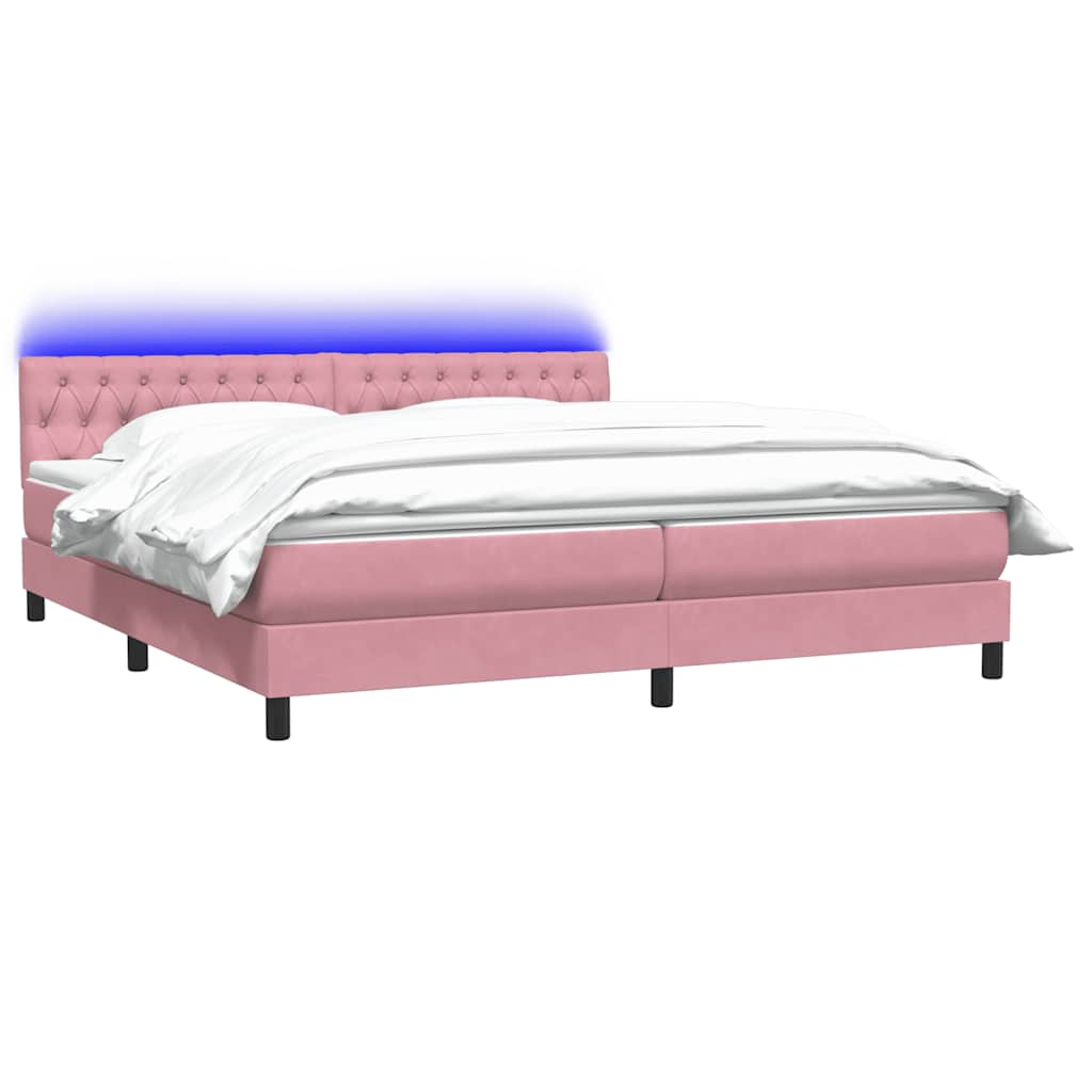 vidaXL Cama box spring con colchón terciopelo rosa 200x220 cm