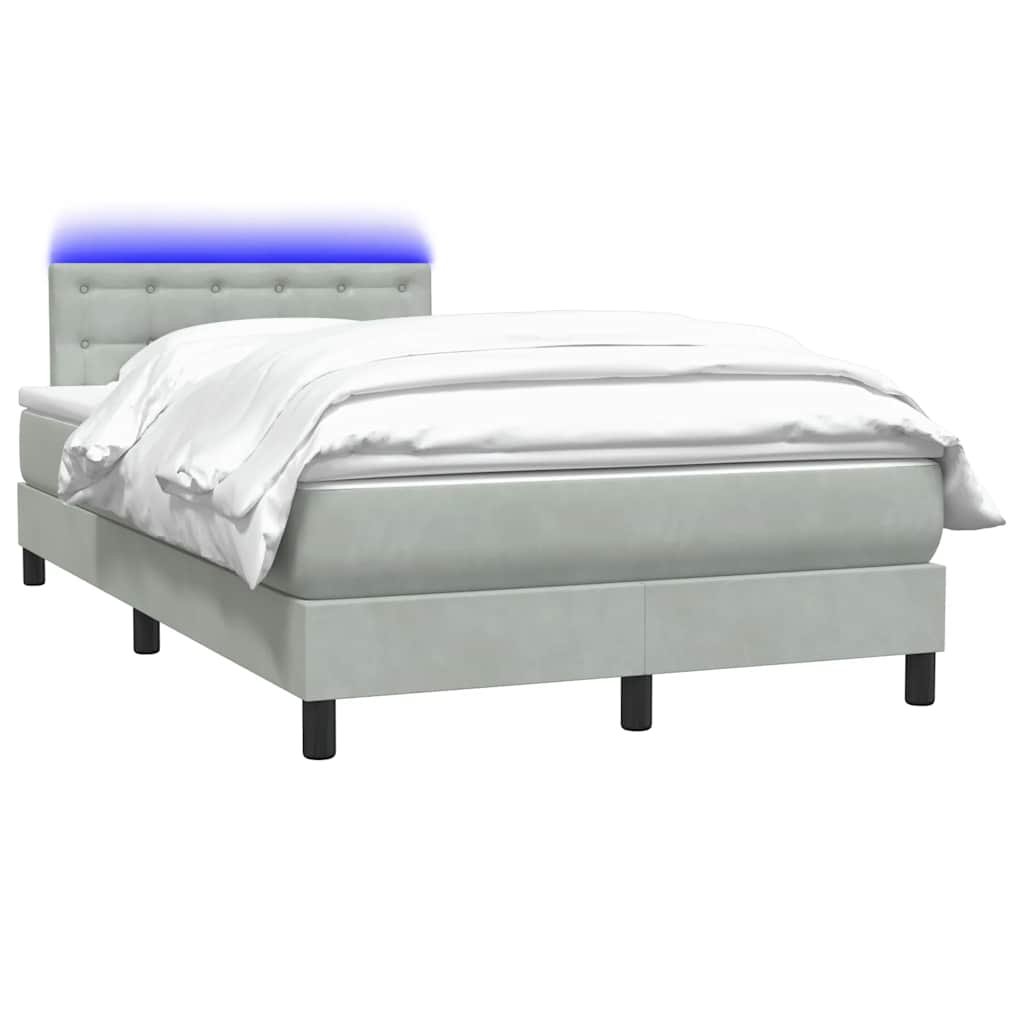 vidaXL Cama box spring con colchón terciopelo gris claro 120x210 cm