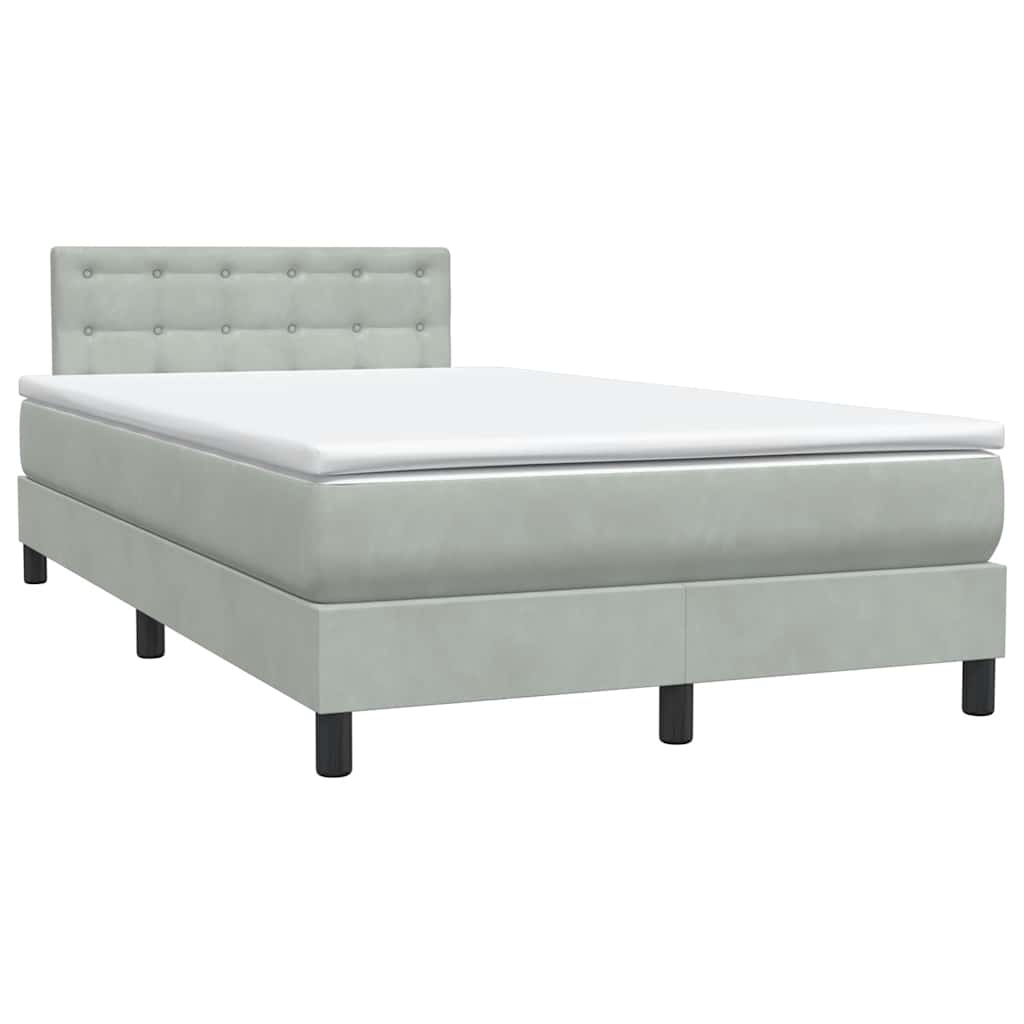 vidaXL Cama box spring con colchón terciopelo gris claro 120x210 cm