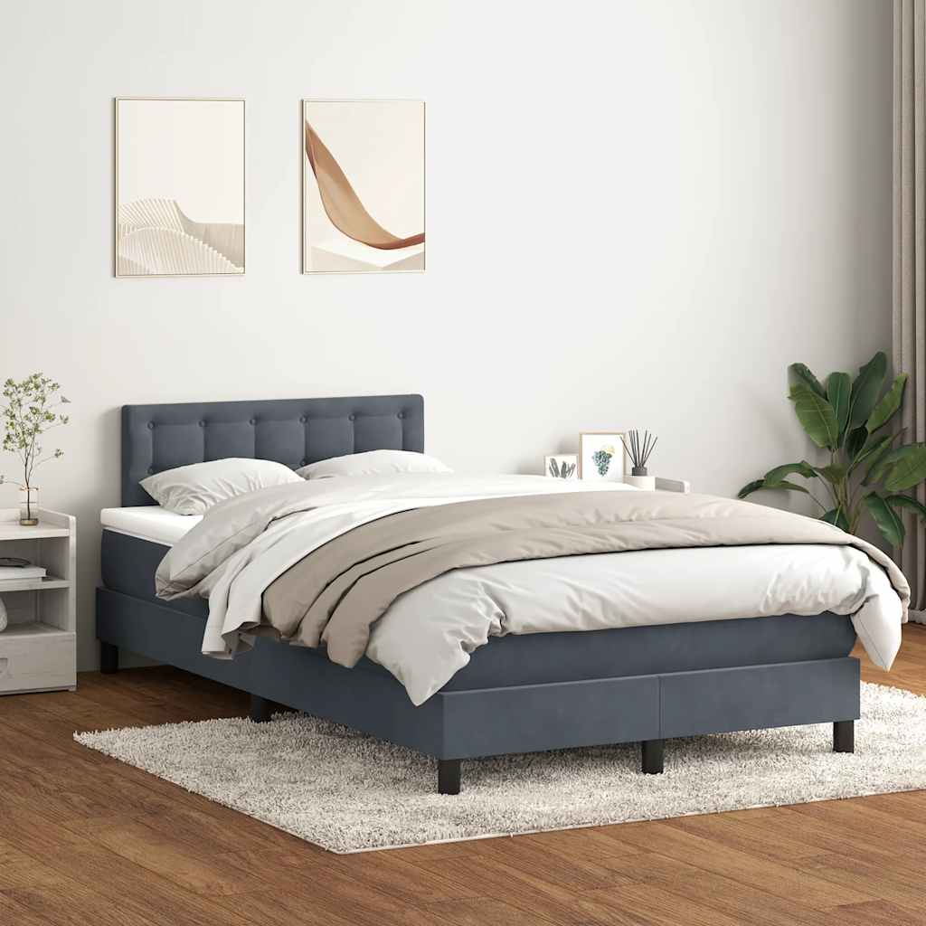 vidaXL Cama box spring con colchón terciopelo gris oscuro 120x210 cm