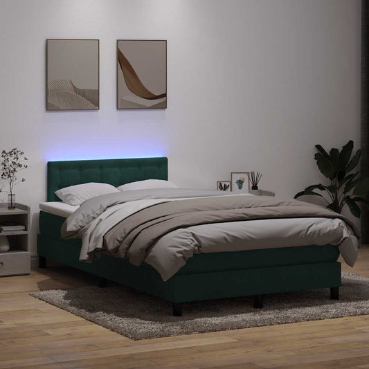 vidaXL Cama box spring con colchón terciopelo verde oscuro 120x210 cm