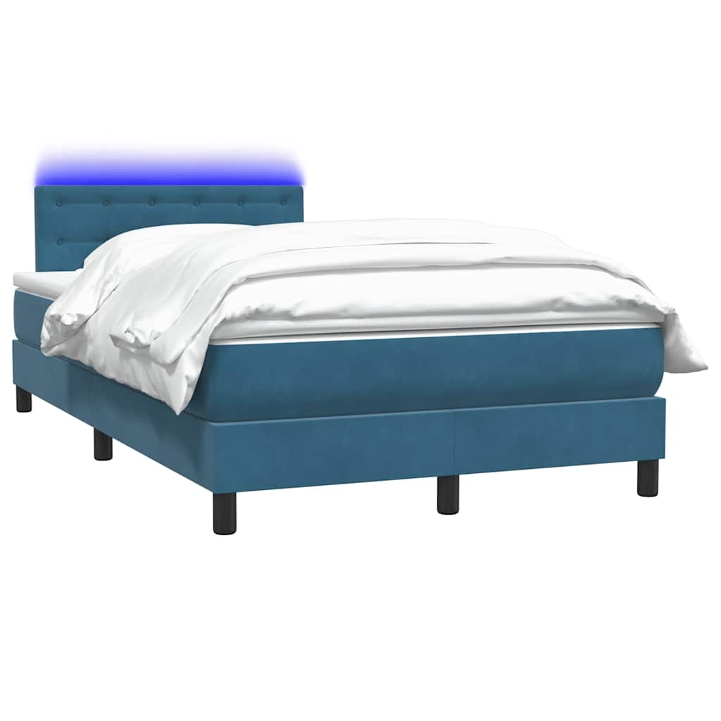 vidaXL Cama box spring con colchón terciopelo azul oscuro 120x210 cm