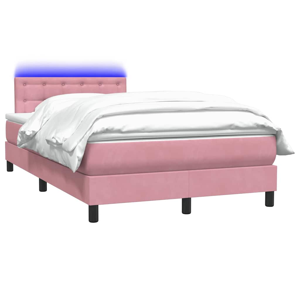 vidaXL Cama box spring con colchón terciopelo rosa 120x210 cm