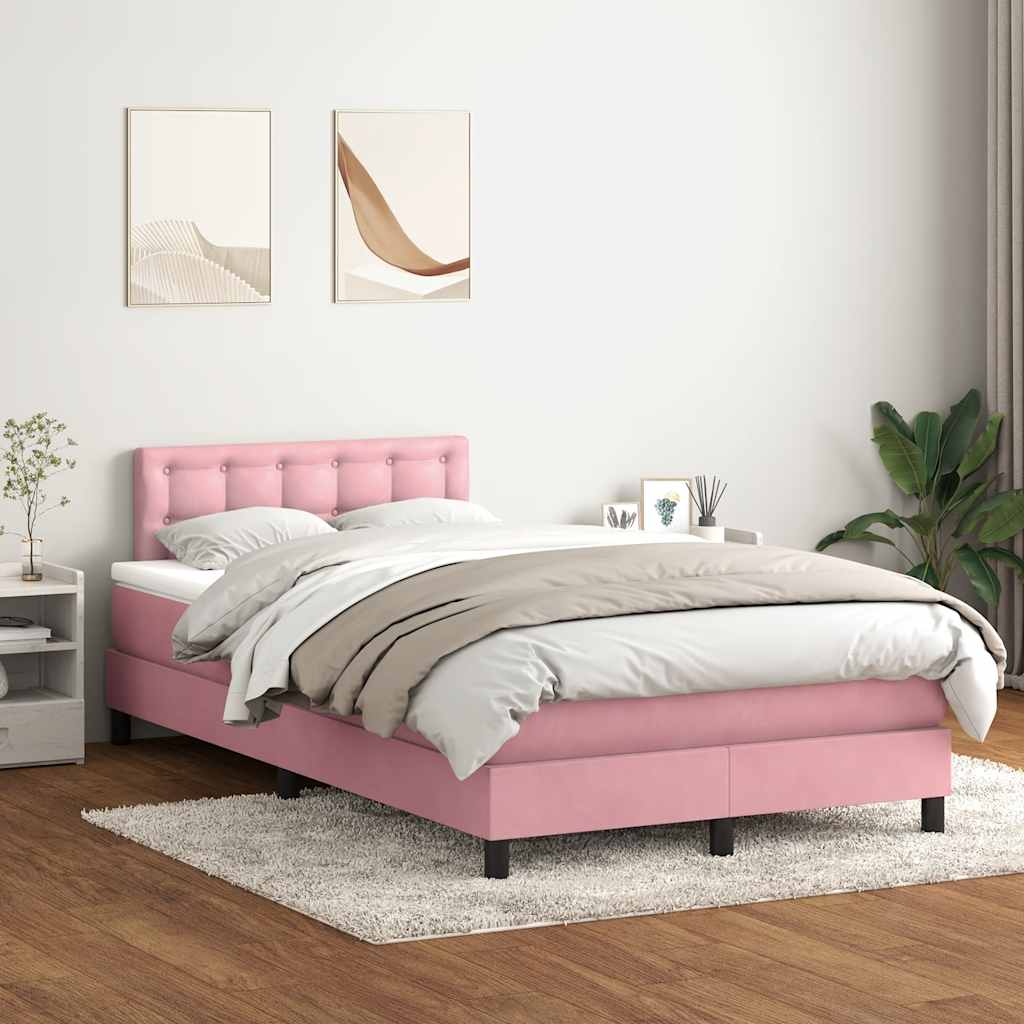 vidaXL Cama box spring con colchón terciopelo rosa 120x210 cm