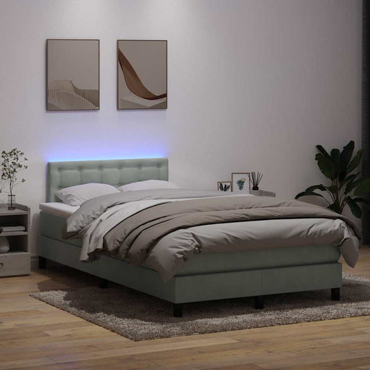 vidaXL Cama box spring con colchón terciopelo gris claro 120x220 cm