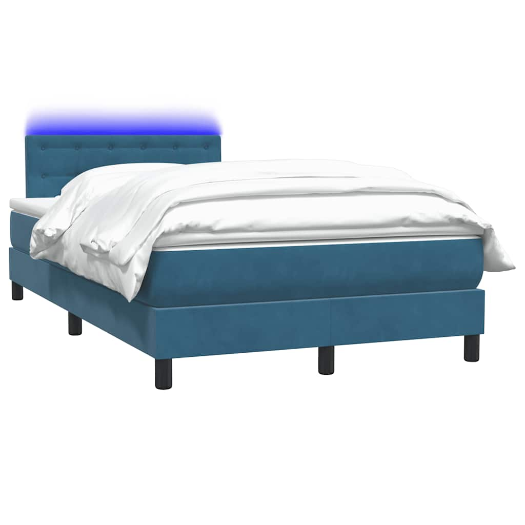 vidaXL Cama box spring con colchón terciopelo azul oscuro 120x220 cm