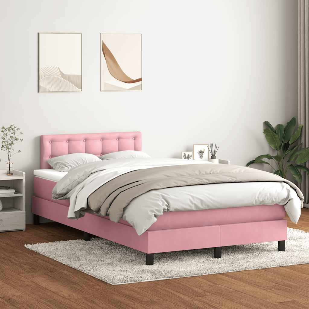 vidaXL Cama box spring con colchón terciopelo rosa 120x220 cm