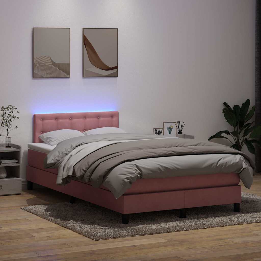 vidaXL Cama box spring con colchón terciopelo rosa 120x220 cm