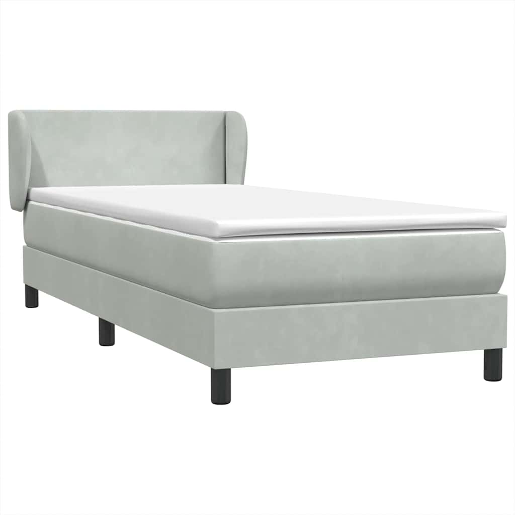 vidaXL Cama box spring con colchón terciopelo gris claro 80x220 cm