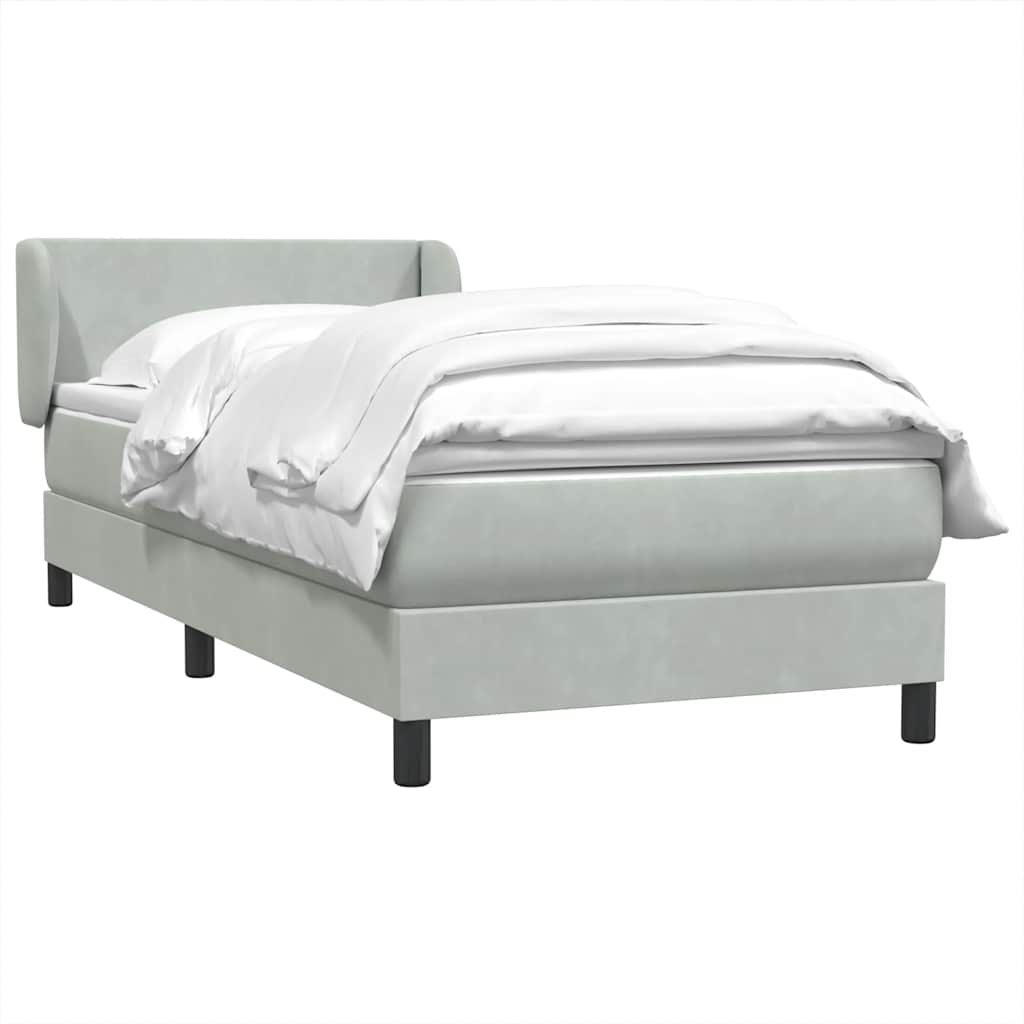 vidaXL Cama box spring con colchón terciopelo gris claro 80x220 cm