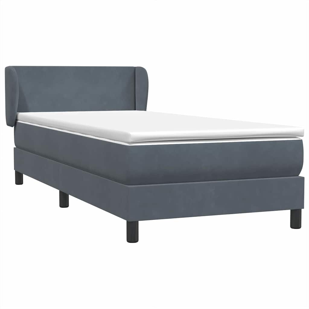 vidaXL Cama box spring con colchón terciopelo gris oscuro 80x220 cm