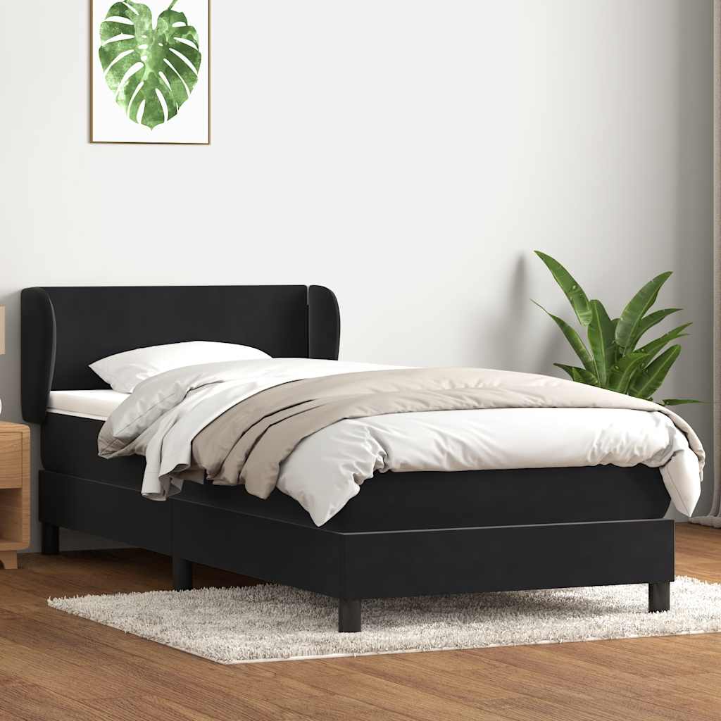 vidaXL Cama box spring con colchón cuero sintético negro 80x220 cm