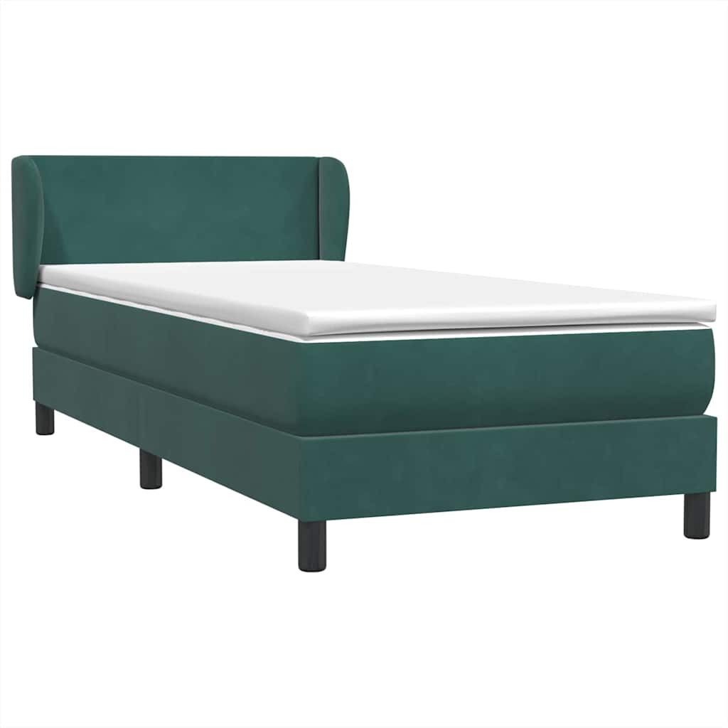 vidaXL Cama box spring con colchón terciopelo verde oscuro 80x220 cm