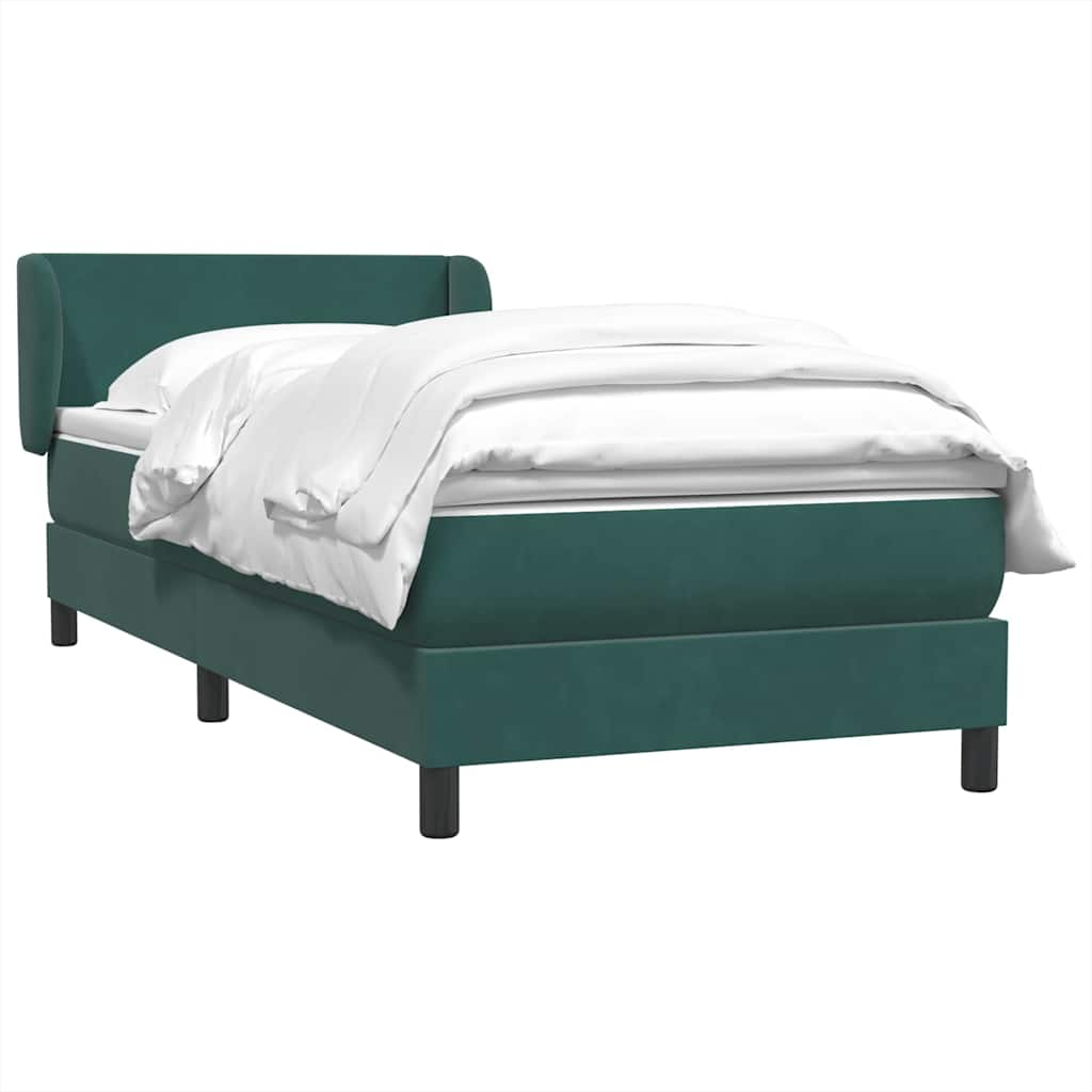 vidaXL Cama box spring con colchón terciopelo verde oscuro 80x220 cm