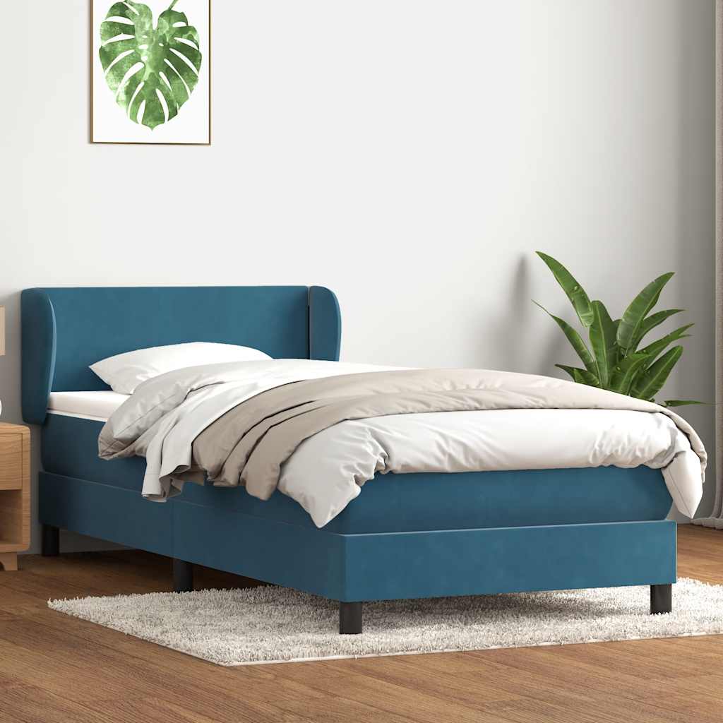 vidaXL Cama box spring con colchón terciopelo azul oscuro 80x220 cm