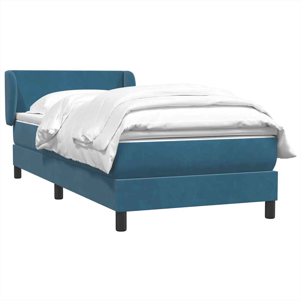 vidaXL Cama box spring con colchón terciopelo azul oscuro 80x220 cm