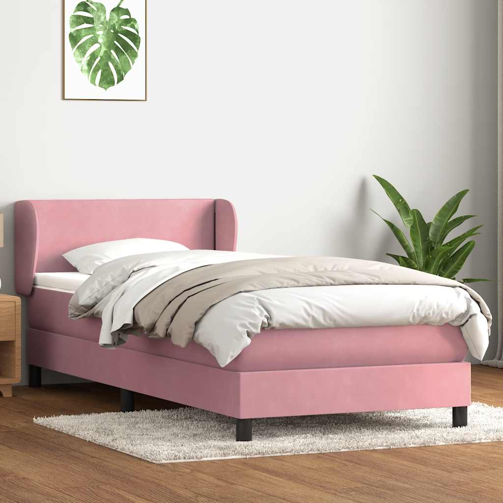 vidaXL Cama box spring con colchón terciopelo rosa 80x220 cm