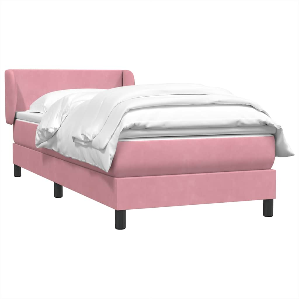 vidaXL Cama box spring con colchón terciopelo rosa 80x220 cm