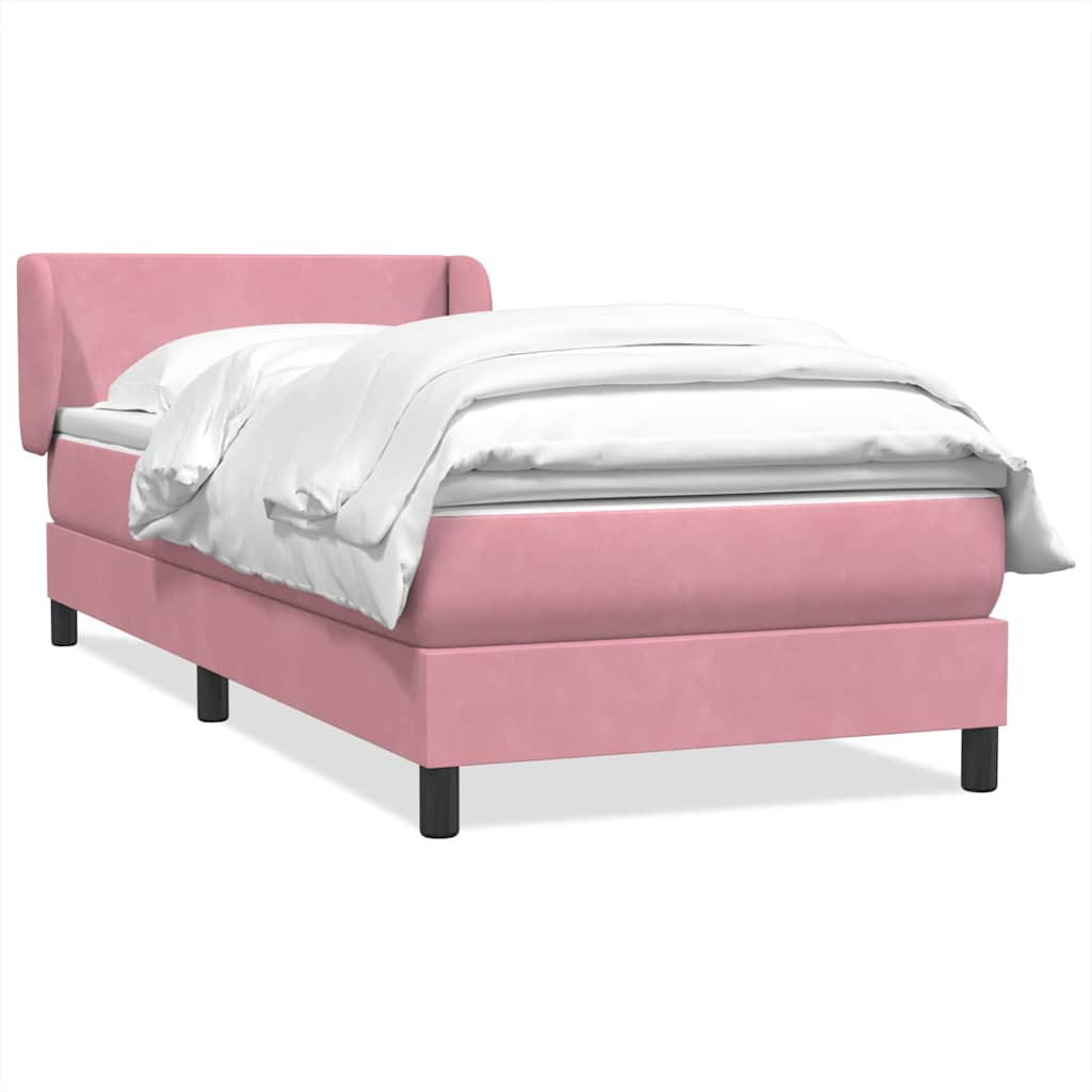 vidaXL Cama box spring con colchón terciopelo rosa 80x220 cm