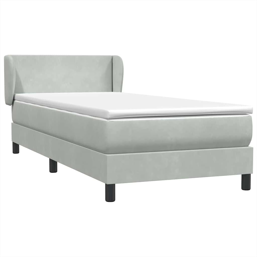 vidaXL Cama box spring con colchón terciopelo gris claro 90x220 cm