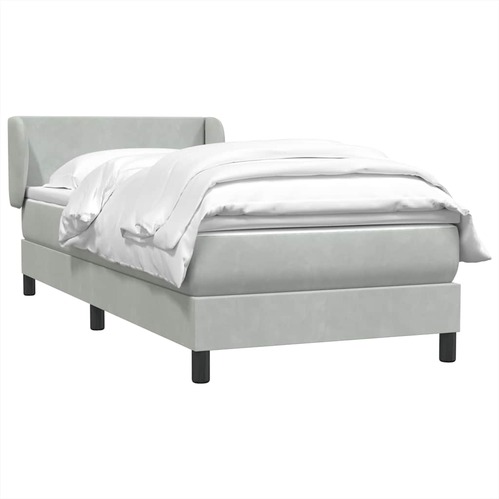 vidaXL Cama box spring con colchón terciopelo gris claro 90x220 cm