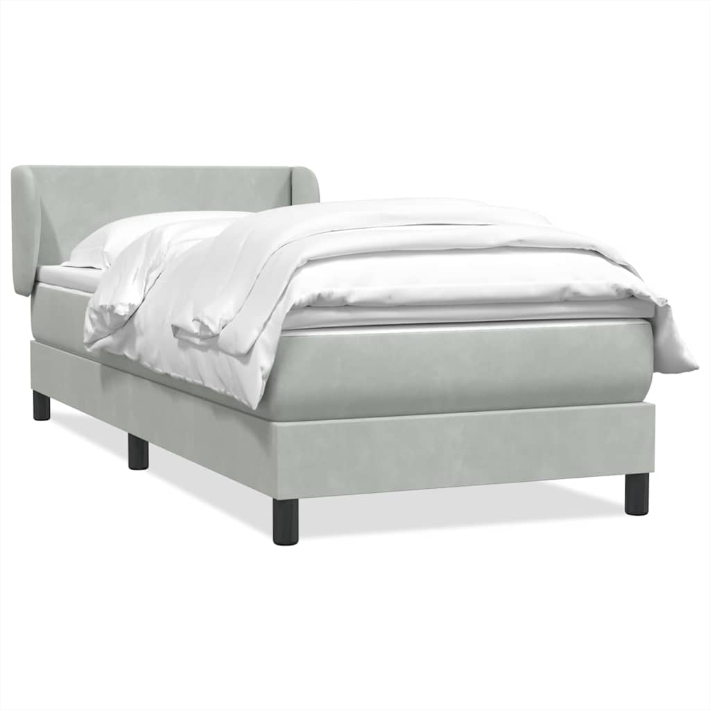 vidaXL Cama box spring con colchón terciopelo gris claro 90x220 cm