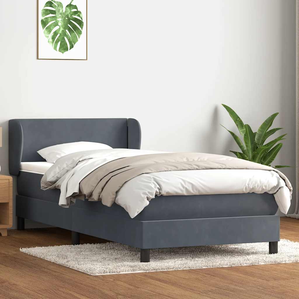 vidaXL Cama box spring con colchón terciopelo gris oscuro 90x220 cm