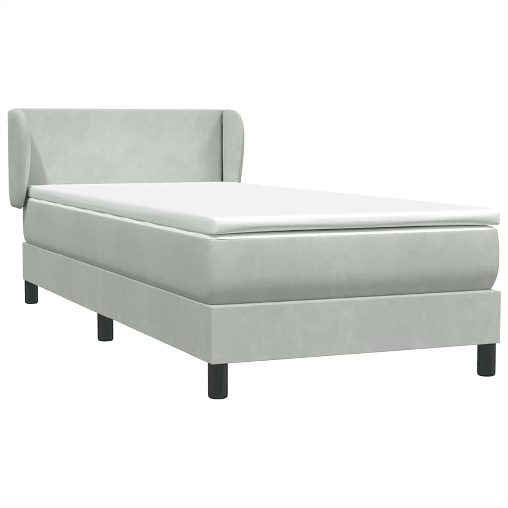 vidaXL Cama box spring con colchón terciopelo gris claro 100x220 cm