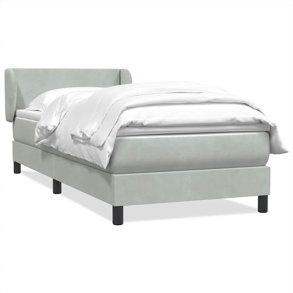 vidaXL Cama box spring con colchón terciopelo gris claro 100x220 cm