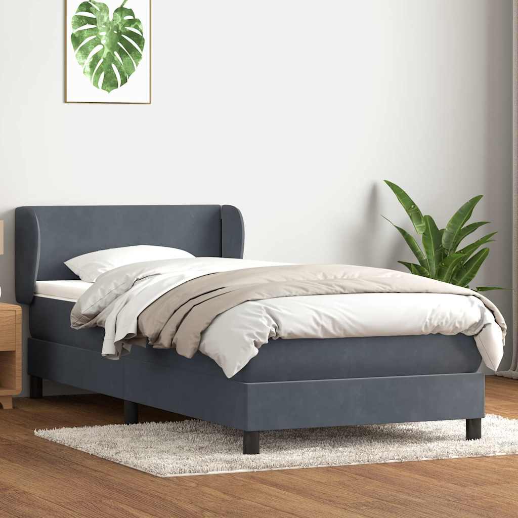 vidaXL Cama box spring con colchón terciopelo gris oscuro 100x220 cm