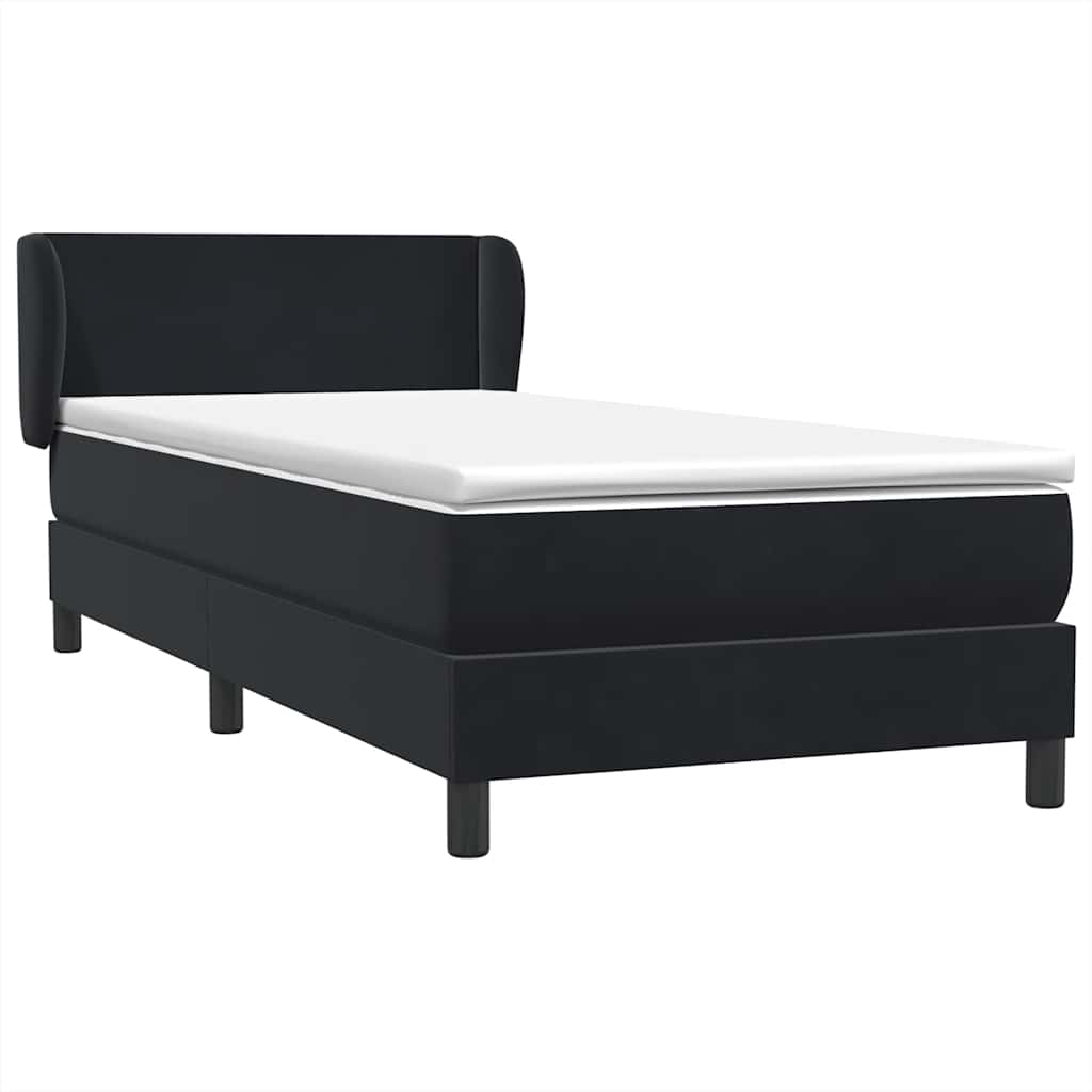 vidaXL Cama box spring con colchón terciopelo negro 100x220 cm