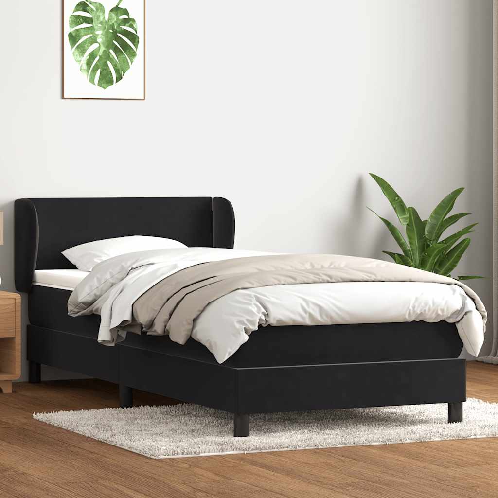 vidaXL Cama box spring con colchón terciopelo negro 100x220 cm