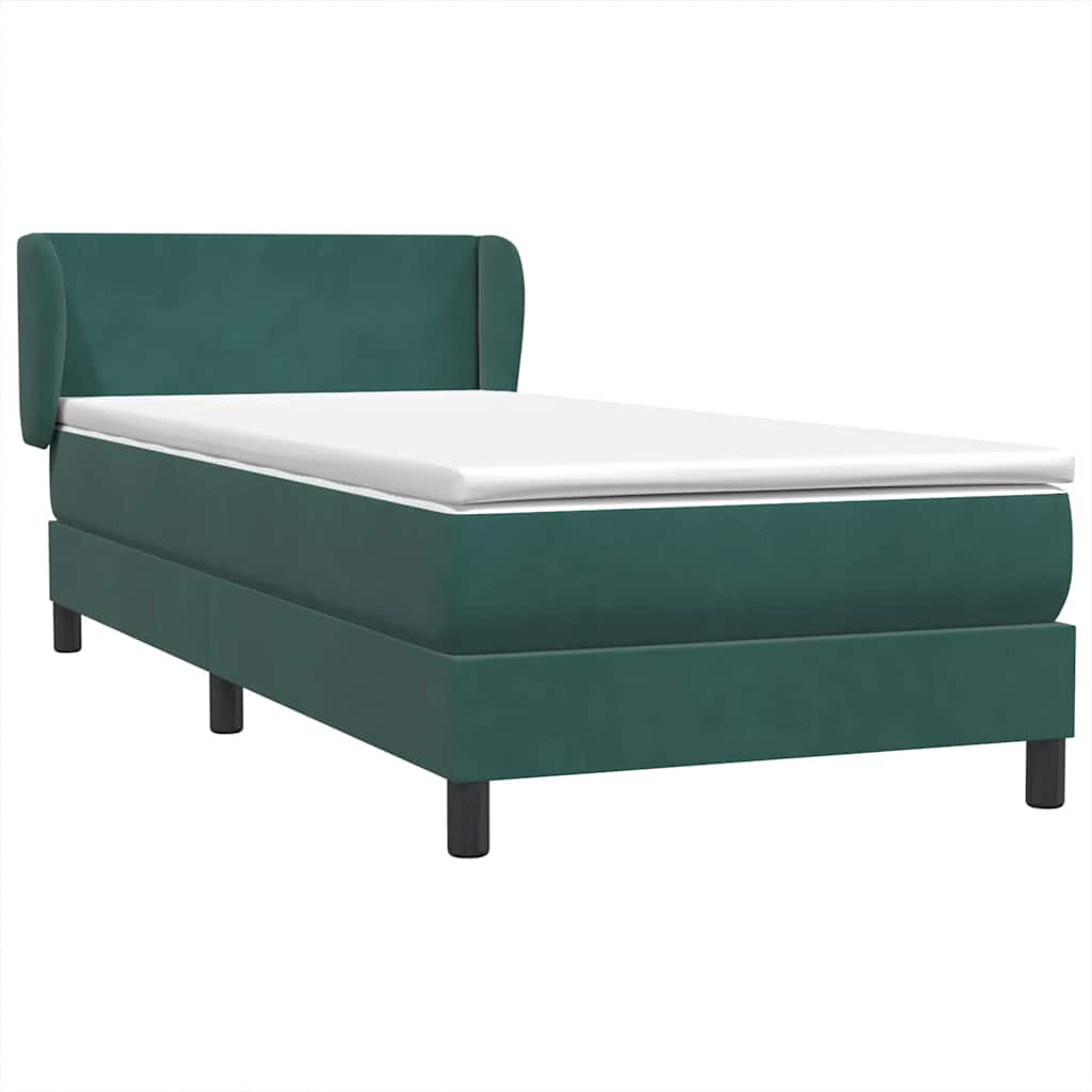 vidaXL Cama box spring con colchón terciopelo verde oscuro 100x220 cm