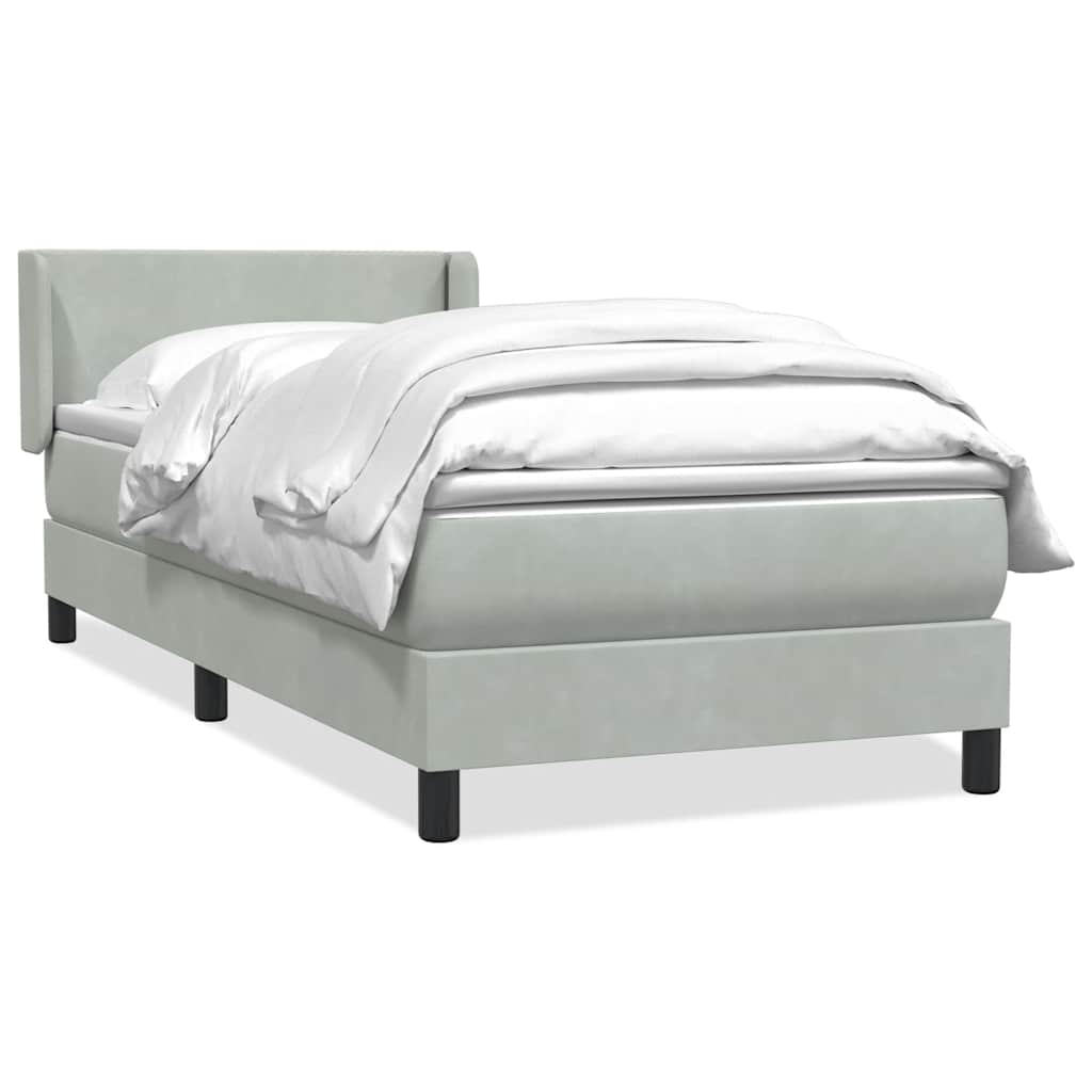 vidaXL Cama box spring con colchón terciopelo gris claro 90x220 cm