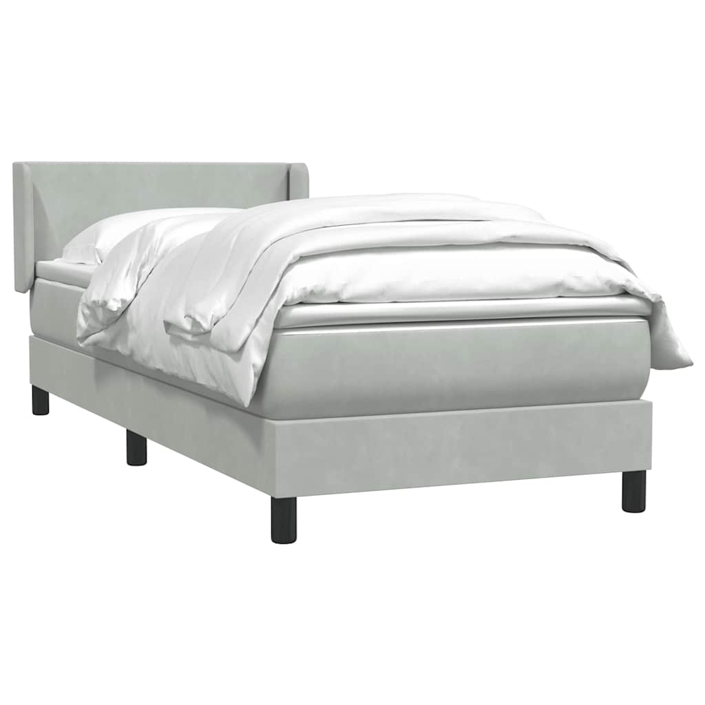 vidaXL Cama box spring con colchón terciopelo gris claro 90x220 cm