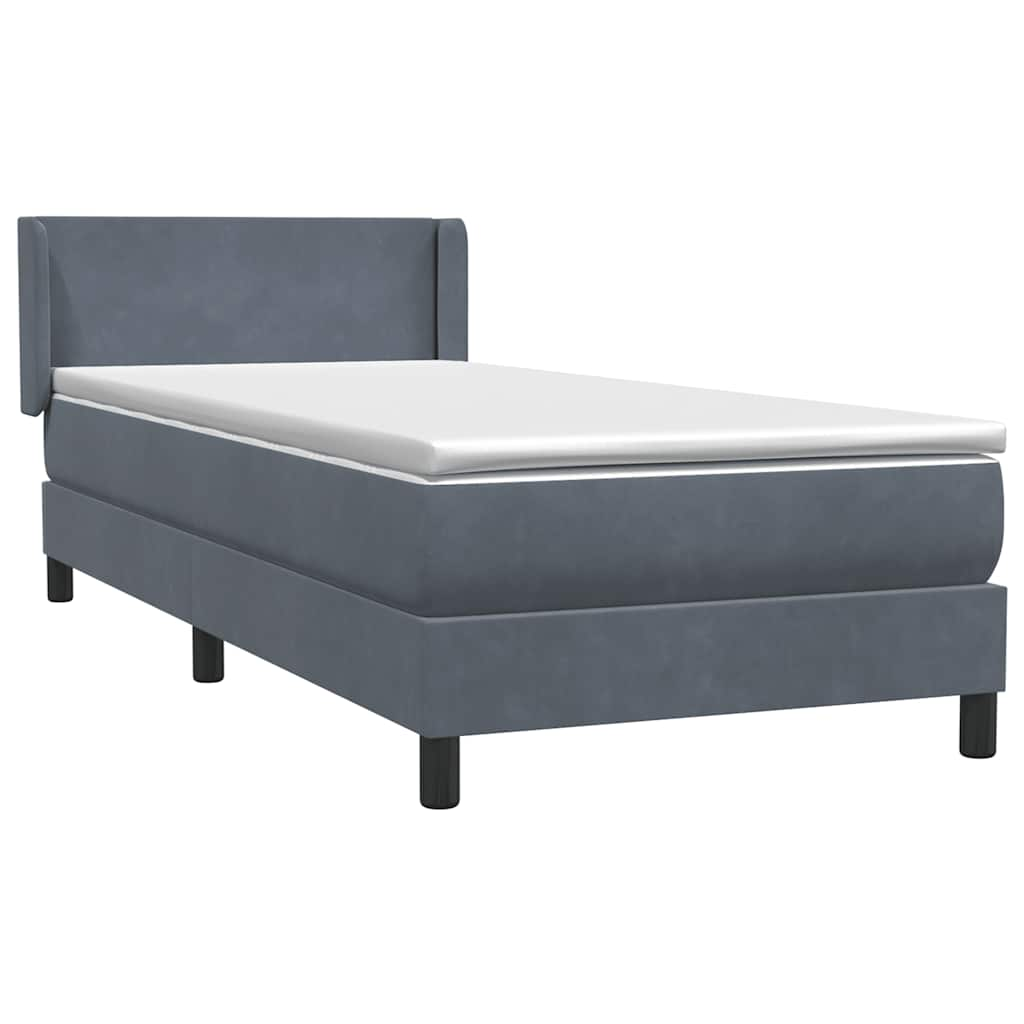 vidaXL Cama box spring con colchón terciopelo gris oscuro 90x220 cm