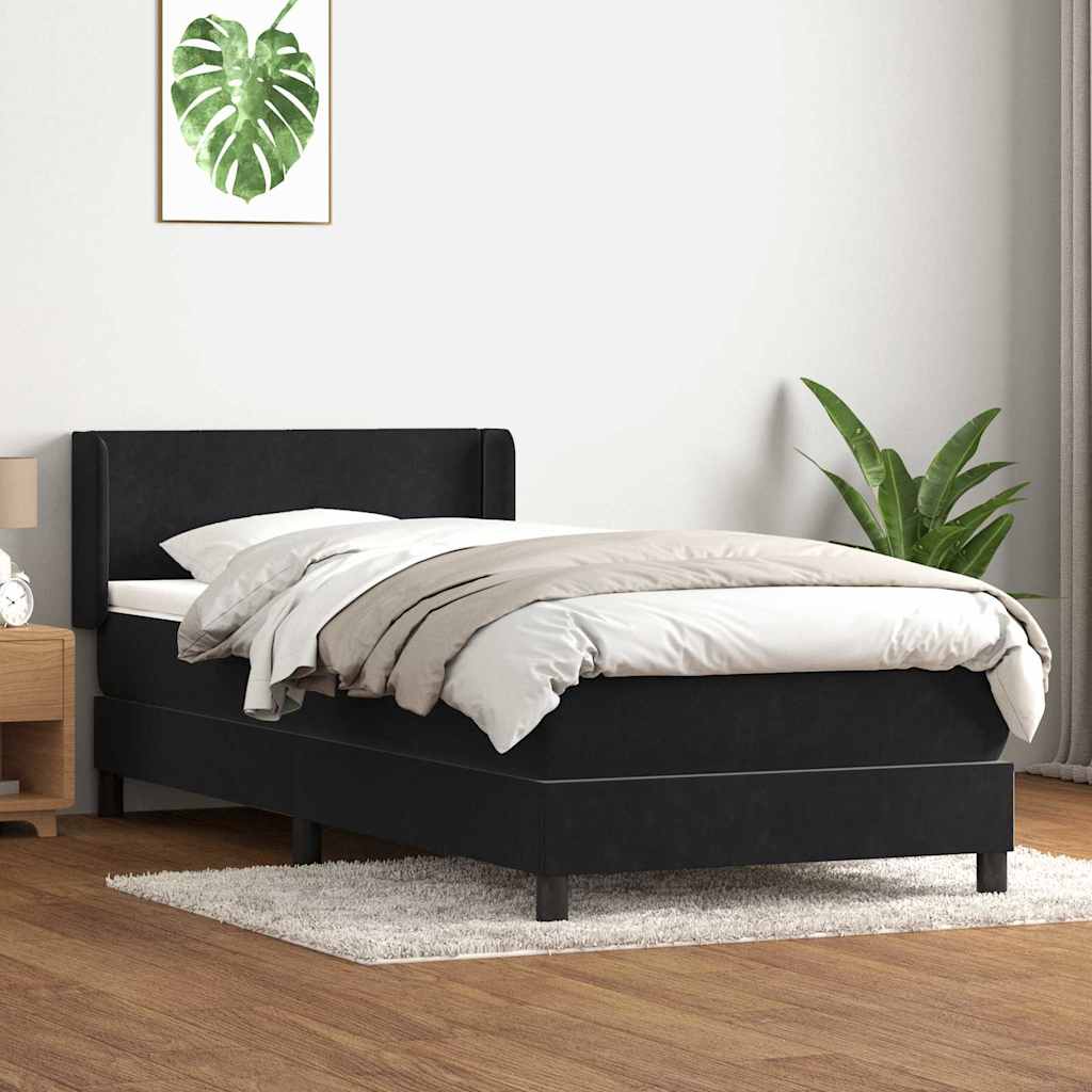 vidaXL Cama box spring con colchón terciopelo negro 90x220 cm