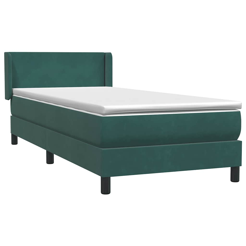 vidaXL Cama box spring con colchón terciopelo verde oscuro 90x220 cm