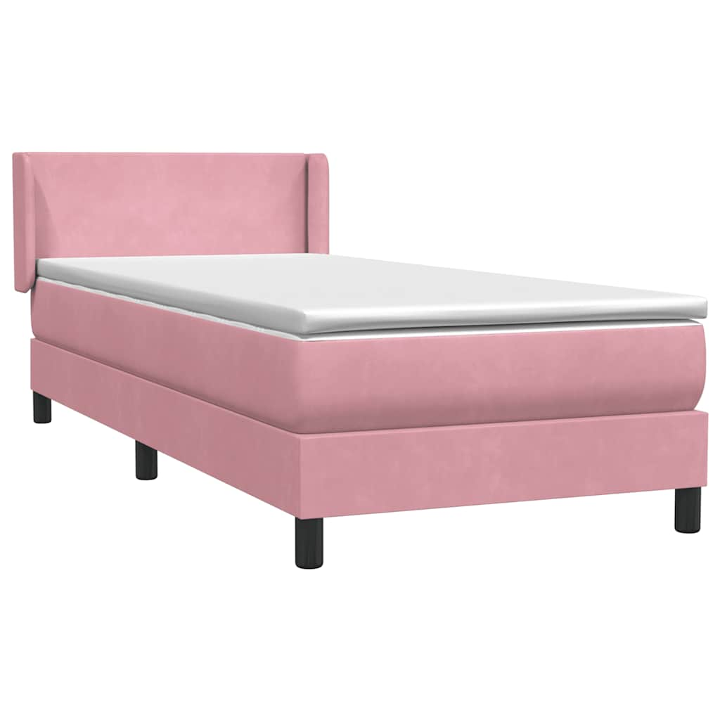 vidaXL Cama box spring con colchón terciopelo rosa 90x220 cm