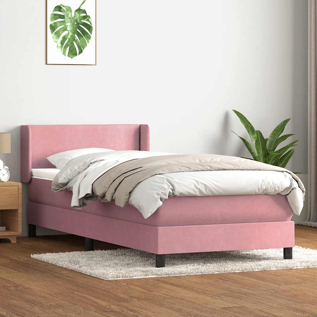 vidaXL Cama box spring con colchón terciopelo rosa 90x220 cm