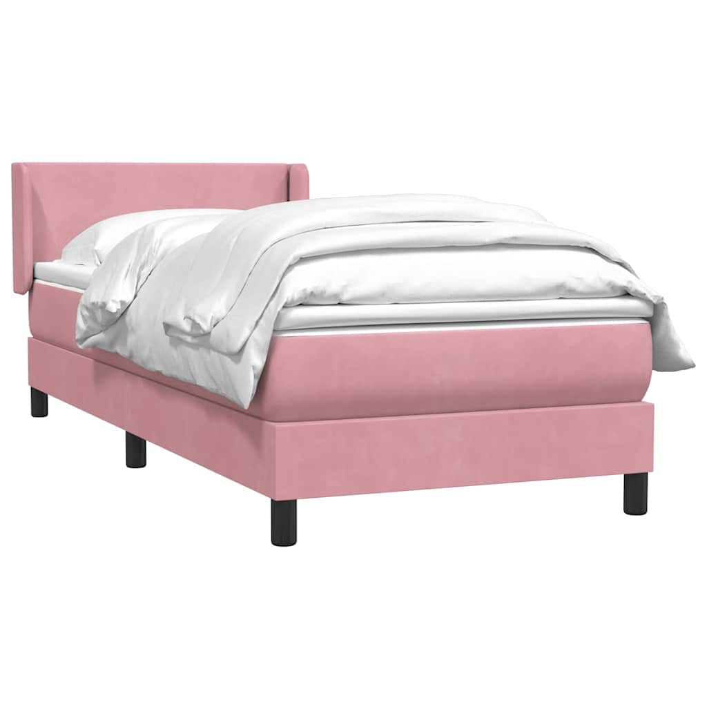 vidaXL Cama box spring con colchón terciopelo rosa 90x220 cm