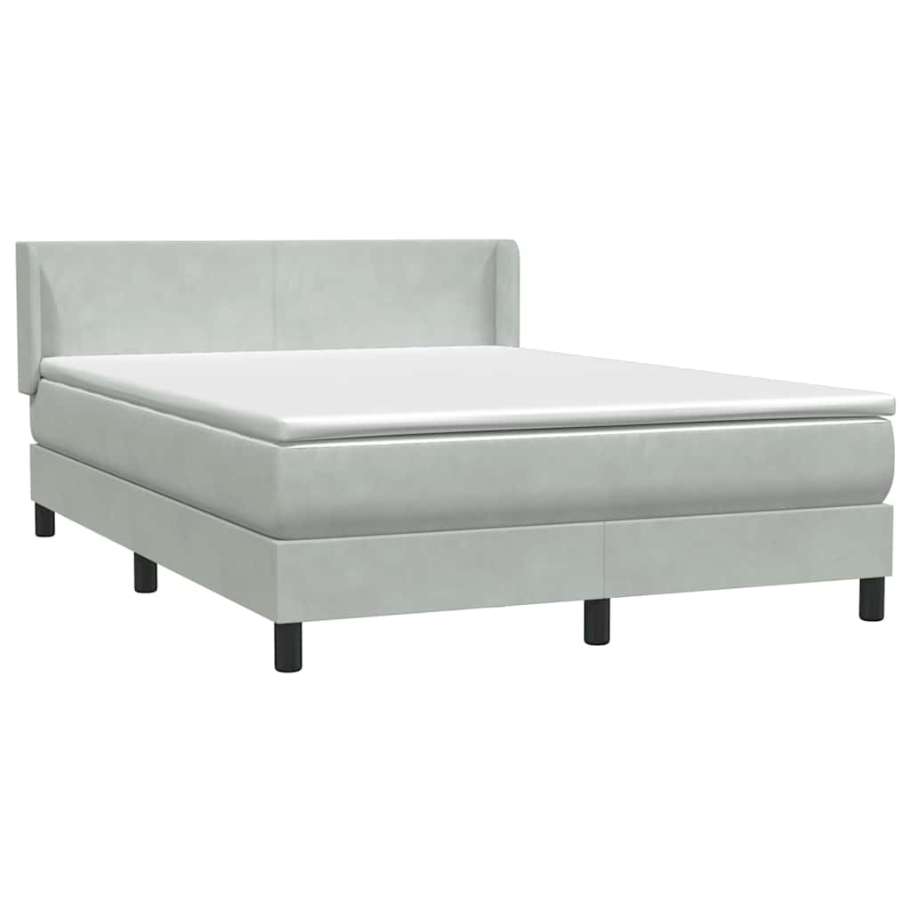 vidaXL Cama box spring con colchón terciopelo gris claro 140x220 cm